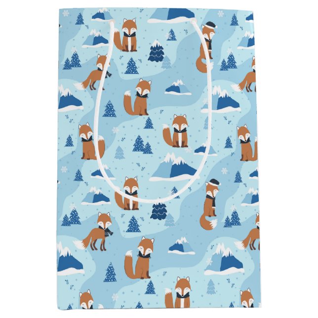 Frostige Winterfüchse Mittlere Geschenktüte (Vorderseite)