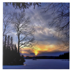 Frostige Winternacht Fliese