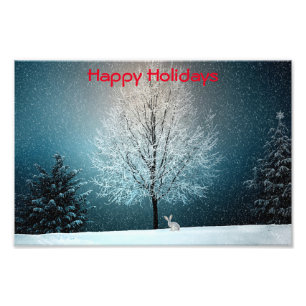 Frostiger Baum am Abend Fotodruck