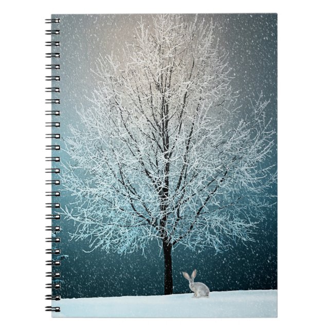 Frostiger Baum am Abend Notizblock (Vorderseite)