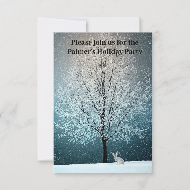 Frostiger Baum im Abend Einladung (Vorderseite)