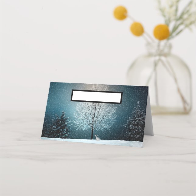 Frostiger Baum im Abend Platzkarte (Vorderseite)