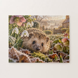 Frostiger Gartendesign mit Igel Puzzle