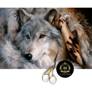 Frostiger Lodge Grauer Wolf Portrait Seidenpapier