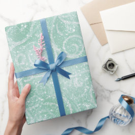 Frostiger Minz-Glanz Weiß Glitter-Muster Geschenkpapier