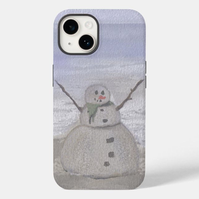 Frostiger Schneemann am Strand Case-Mate iPhone Hülle (Rückseite)