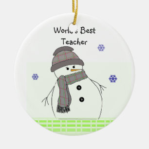 Frostiger Schneemann Weltbester Lehrer Keramikornament