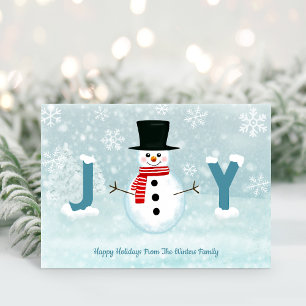 Frostiger Schneemann Winter Wonderland Freude Weih Feiertagskarte
