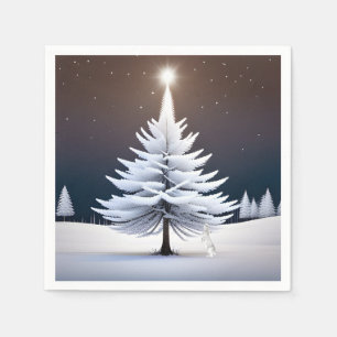 Frostiger Weihnachtsbaum mit Wintersonne Serviette