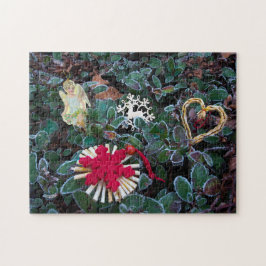 Frostiger Winterbusch Weihnachtsdeko ästhetisches  Puzzle