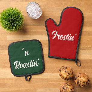 Frostin' Roastin' lustiges Weihnachtsgeschenk Red  Ofenhandschuh & Topflappen-Set