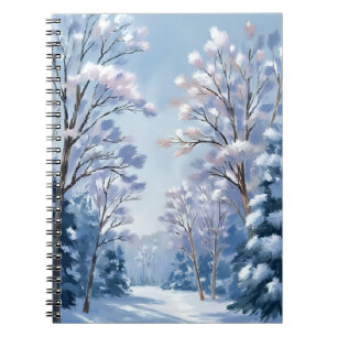 Frostlight-Wald Winter-Schnee-Wasserfarben-Natur Notizblock