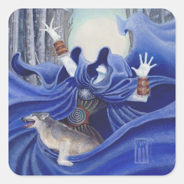 Frostmagier Quadratischer Aufkleber (Vorderseite)