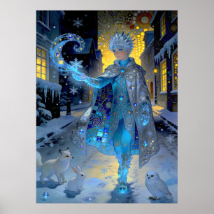 Frostschöpfer einer mondbeschienenen Straße – Ein Poster