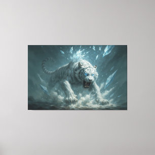 Frostweißer Tiger – Kaiser des gefrorenen Reiches Leinwanddruck