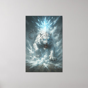 Frostweißer Tiger – Kaiser des gefrorenen Reiches Leinwanddruck