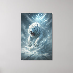 Frostweißer Tiger – Kaiser des gefrorenen Reiches Leinwanddruck