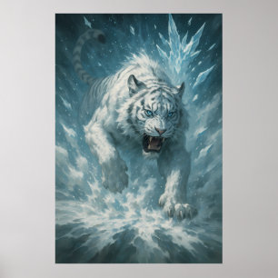Frostweißer Tiger – Kaiser des gefrorenen Reiches  Poster