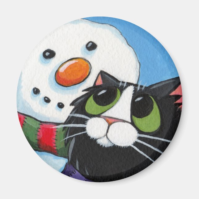 Frosty and Sox - Cat and Snowman Magnet (Vorne)