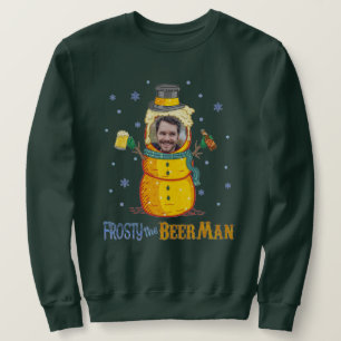 Frosty Beer Man Custom Foto Funny Uggli Christmas Sweatshirt