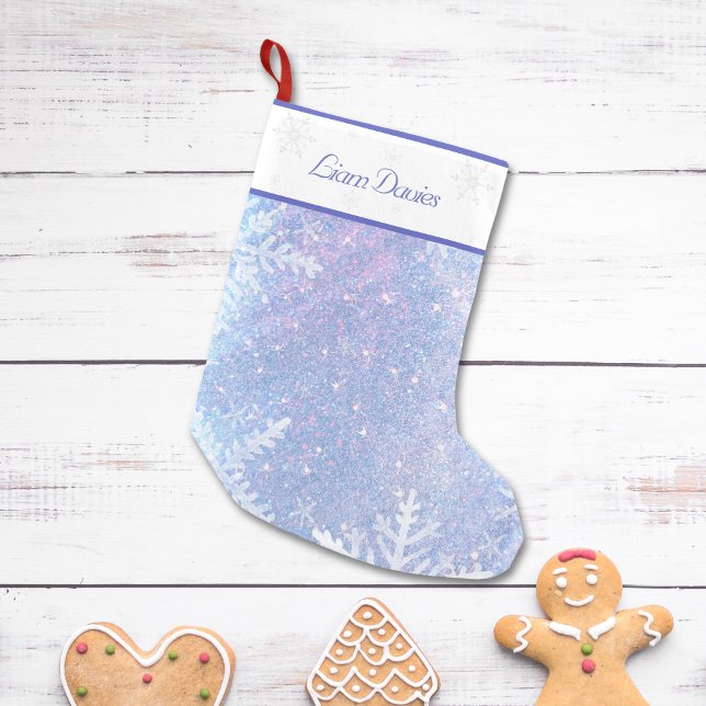 Frosty Blue Personalisiert Weihnachten Strumpf Kleiner Weihnachtsstrumpf (Frosty Blue Personalized Christmas Stocking)