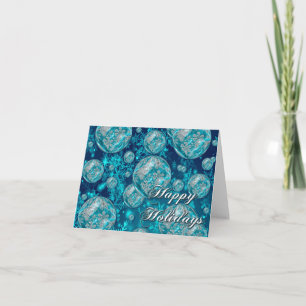 Frosty Blue Snowflake Bubbles Holiday Card Feiertagskarte