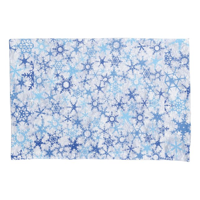 Frosty Blue Snowflakes Pattern Kissenbezug (Vorderseite)