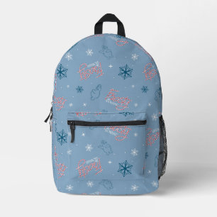 Frosty Blue Snowman Fake Pattern Bedruckter Rucksack