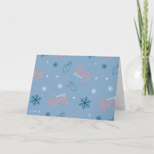 Frosty Blue Snowman Fake Pattern Feiertagskarte