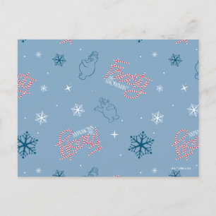 Frosty Blue Snowman Fake Pattern Feiertagspostkarte