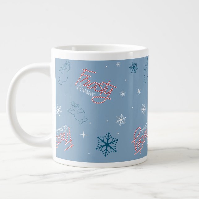 Frosty Blue Snowman Fake Pattern Jumbo-Tasse (Links)