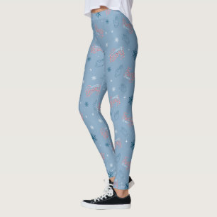 Frosty Blue Snowman Fake Pattern Leggings