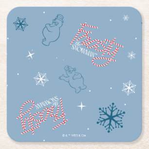 Frosty Blue Snowman Fake Pattern Rechteckiger Pappuntersetzer