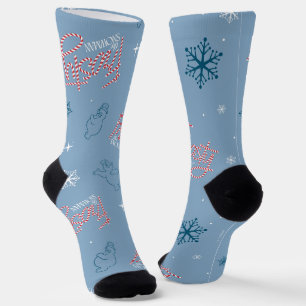 Frosty Blue Snowman Fake Pattern Socken