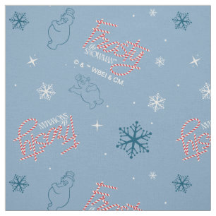 Frosty Blue Snowman Fake Pattern Stoff