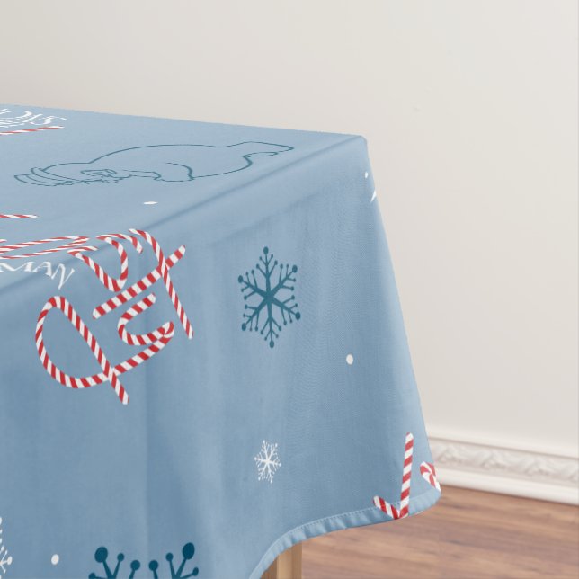 Frosty Blue Snowman Fake Pattern Tischdecke (Beispiel)