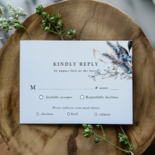 Frosty Blue Winter Floral UAWG Response Card RSVP Karte