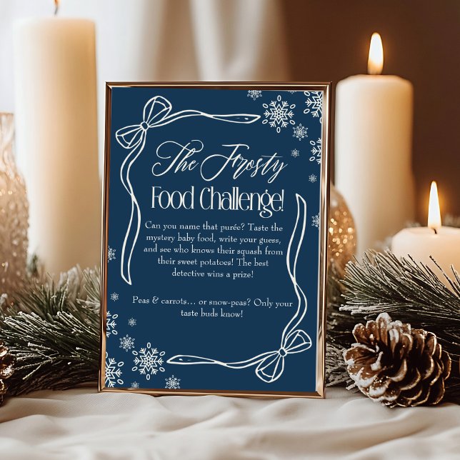 Frosty Bow Blue Baby Food Challenge Game Sign Einladung (Frosty Bow Blue Baby Food Challenge Game Sign)