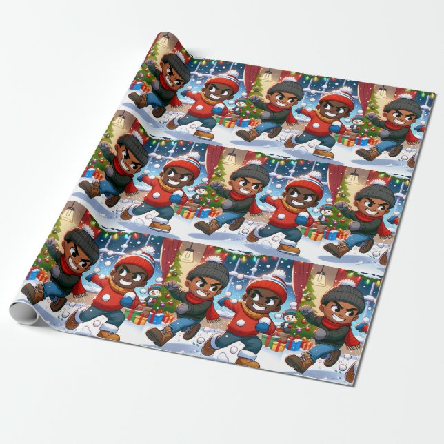 Frosty Boy Frenzy - Weihnachtswrapping Paper Geschenkpapier (Ungerollt)