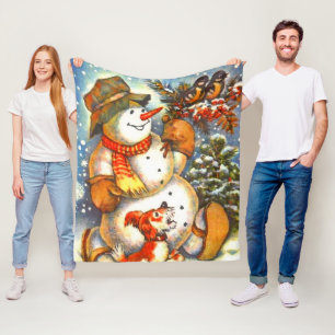 Frosty der Schneemann und Freunde Spaßiges Weihnac Fleecedecke
