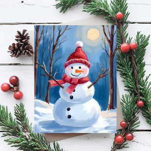 Frosty der Schneemann Winter Aquarellmalerei Feiertagspostkarte