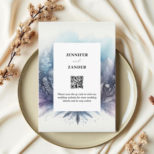 Frosty Elegance Hochzeit Moderne Wasserfarbe Icy Begleitkarte (Von Creator hochgeladen)