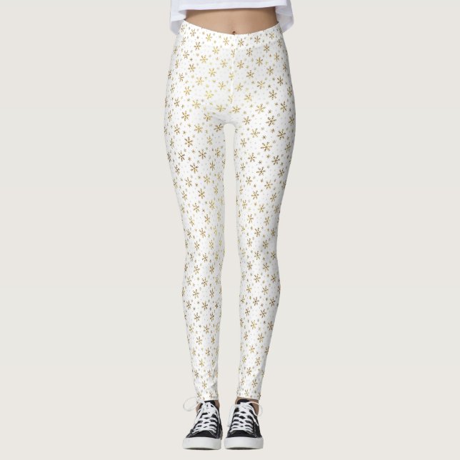 Frosty Elegance Snowflake Weihnachten Leggings (Vorderseite)