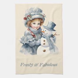 Frosty & Fabulous Niedlich Girl Snowman Weihnachte Geschirrtuch