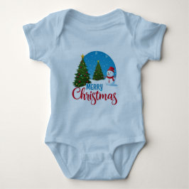 "Frosty Family: Light Blue Winter Wonderland Desig Baby Strampler