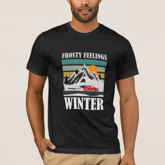 Frosty Feelings Winter Mountain Red Car T-Shirt