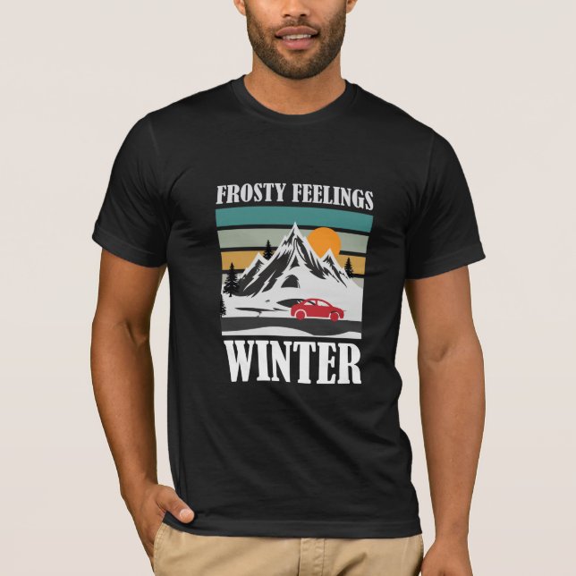 Frosty Feelings Winter Mountain Rotes Auto T-Shirt (Vorderseite)