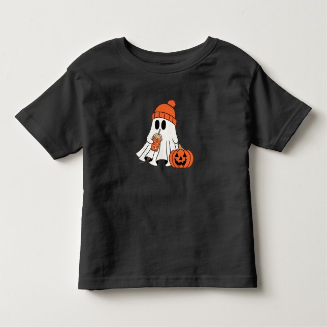 Frosty Ghost Pumpkin Sip T - Shirt Kleinkind (Vorderseite)
