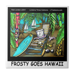Frosty Goes Hawaii Funny Christmas Fliese