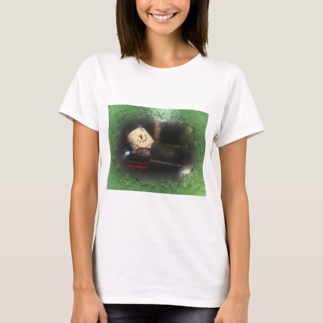 Frosty Green S'mores Snowman T-Shirt (Vorderseite)